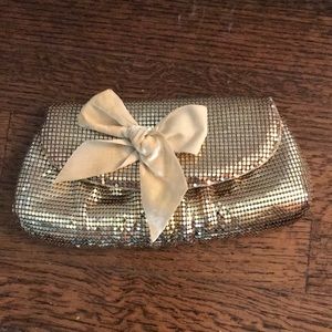 Felix Rey silver gold mesh clutch with velvet bow